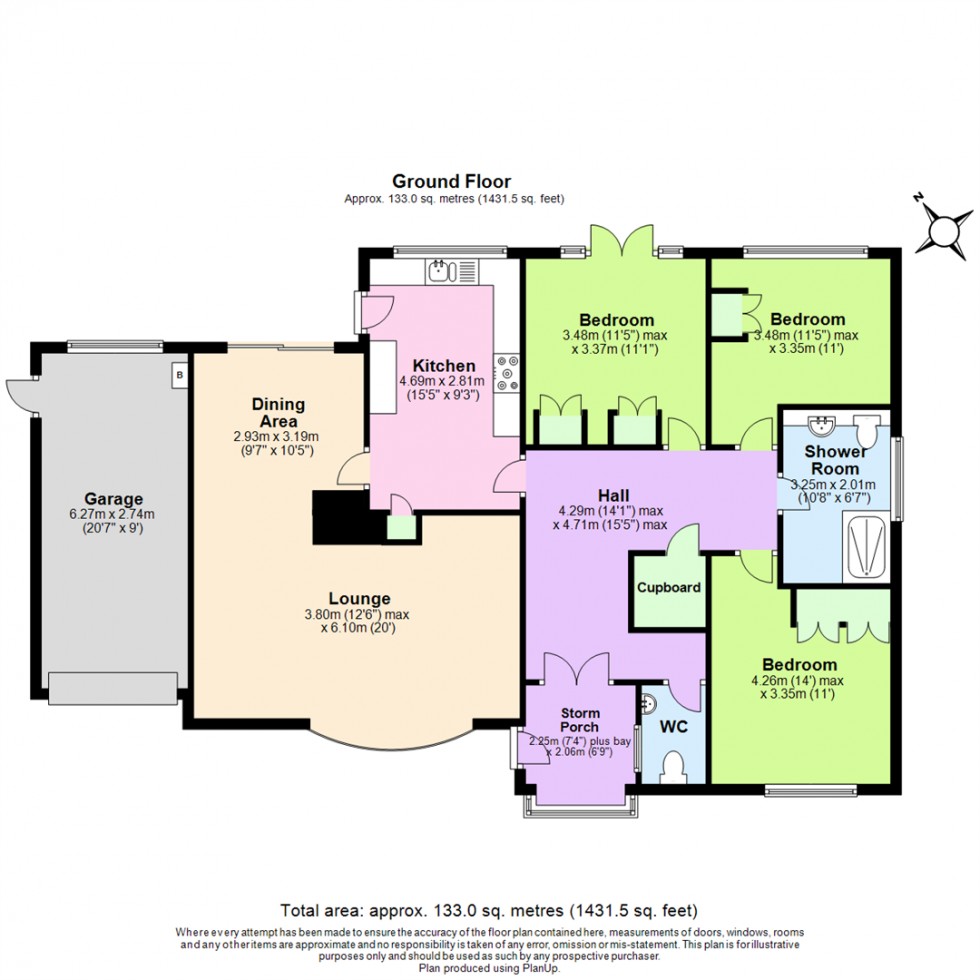 Floorplan for Parkland Close, Clifton Village, Nottingham