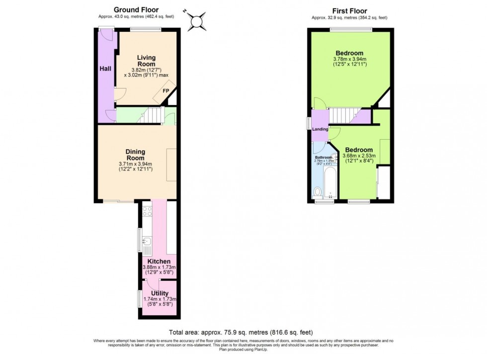 Floorplan for Bede Ling, West Bridgford, Nottingham